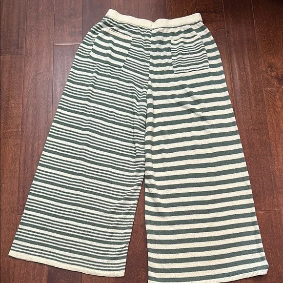Free People Green and Cream Striped Wide Leg Pants - Picture 9 of 13